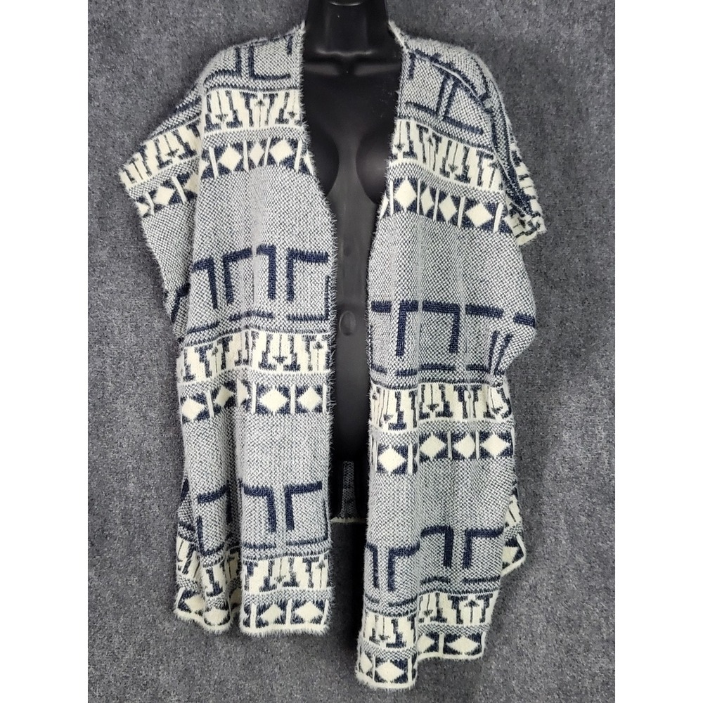 GeeGee Open Front Cardigan Kimono Sweater Duster Aztec Print Boho M/L